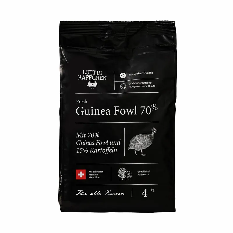 Kracherpreis Sparpaket 3 x 4 kg Lottis Häppchen Fresh Guinea Fowl Hunde Trockenfutter